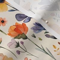 Watercolor Wildflowers on Ivory - medium 