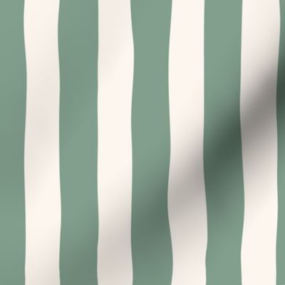 Medium wide stripes in forest green and off-white for nursery, bedroom, playroom, bedding