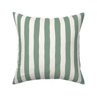 Medium wide stripes in forest green and off-white for nursery, bedroom, playroom, bedding