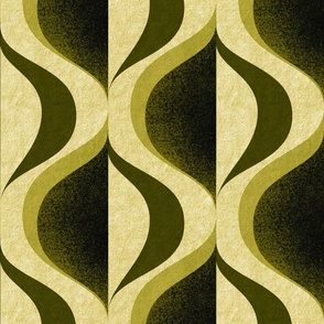 MID MOD ogee in earthy  olive green and gold khaki | tonal textured opulent geometric structure wallpaper | large