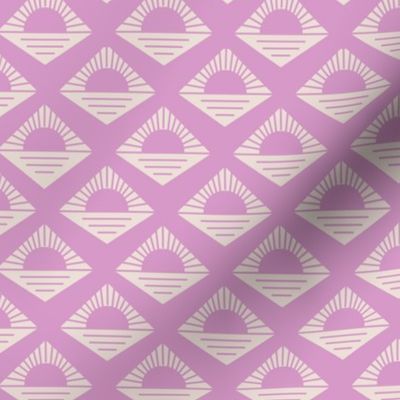Geometric retro fifties sunshine - boho summer aztec japandi design plaid lilac pink on sand