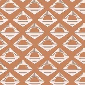 Geometric retro fifties sunshine - boho summer aztec japandi design plaid burnt orange caramel sand