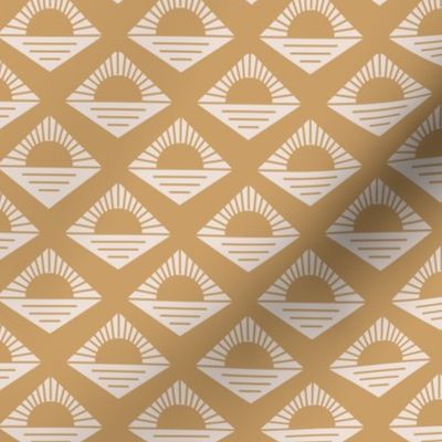 Geometric retro fifties sunshine - boho summer aztec japandi design plaid mustard yellow on sand