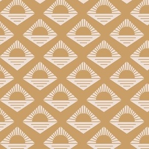Geometric retro fifties sunshine - boho summer aztec japandi design plaid mustard yellow on sand