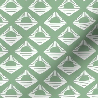 Geometric retro fifties sunshine - boho summer aztec japandi design plaid sage green