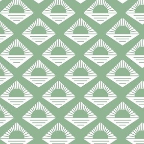 Geometric retro fifties sunshine - boho summer aztec japandi design plaid sage green