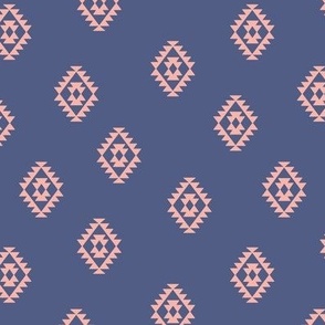 Minimalist kelim design - abstract  moroccan boho vibes seventies vintage summer blush on periwinkle blue
