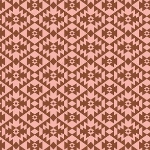 Abstract geometric kelim plaid design - moroccan traditional cloth pattern rust pink