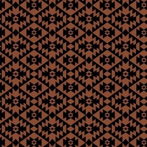 Abstract geometric kelim plaid design - moroccan traditional cloth pattern black on burnt orange