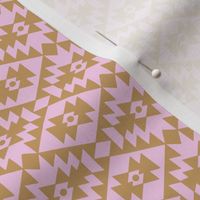 Abstract geometric kelim plaid design - moroccan traditional cloth pattern mustard yellow pink