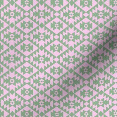 Abstract geometric kelim plaid design - moroccan traditional cloth pattern jade green pink