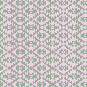 Abstract geometric kelim plaid design - moroccan traditional cloth pattern jade green pink