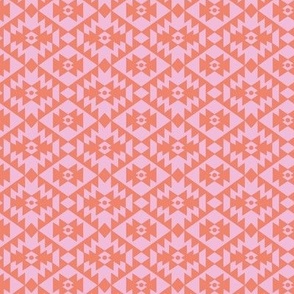 Abstract geometric kelim plaid design - moroccan traditional cloth pattern orange pink