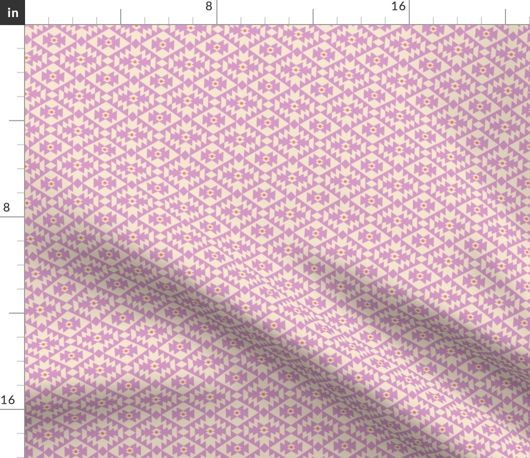 Abstract geometric kelim plaid design - moroccan traditional cloth pattern lilac pink sand