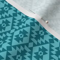 Abstract geometric kelim plaid design - moroccan traditional cloth pattern teal blue