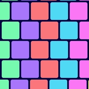 Retro Neon Squares in a brick pattern