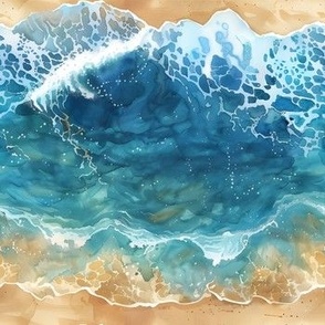 Watercolor Waves & Beach - medium