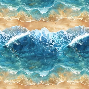 Watercolor Waves & Beach - large 