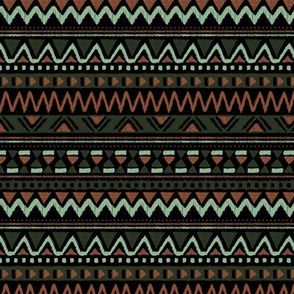 Aztec folklore indian pattern neutral fall palette green rust black