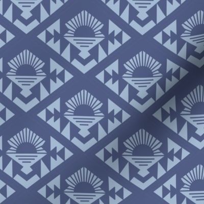 Geometric aztec sunshine - boho design plaid periwinkle on baby blue