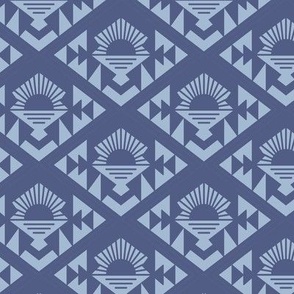 Geometric aztec sunshine - boho design plaid periwinkle on baby blue