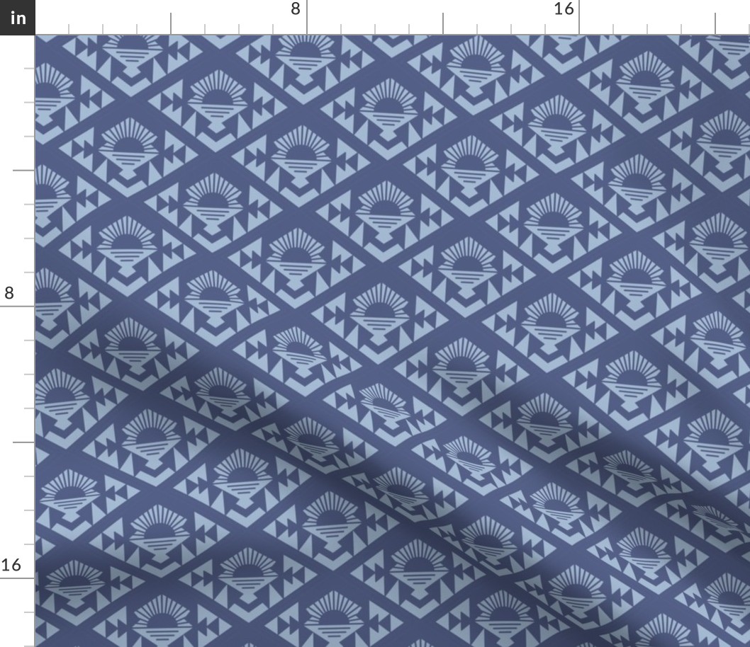 Geometric aztec sunshine - boho design plaid periwinkle on baby blue