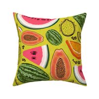 Tropical Fruit Medley with Textured Background: Lemon and Lime 