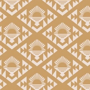 Geometric aztec sunshine - boho design plaid mustard yellow on cream