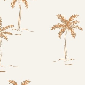 L Sketched Summer Palms - Boho Golden Brown On Light Ground