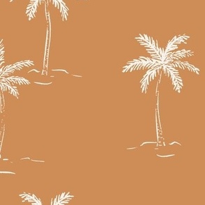 L Sketched Summer Palms On Boho Golden Brown