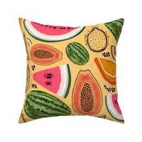 Tropical Fruit Medley with Textured Background: Custard Yellow   
