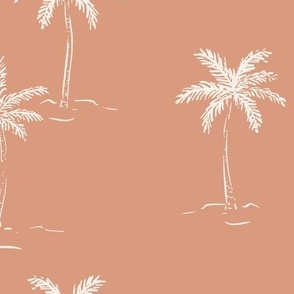 L Sketched Summer Palms On Muted Clay Pink