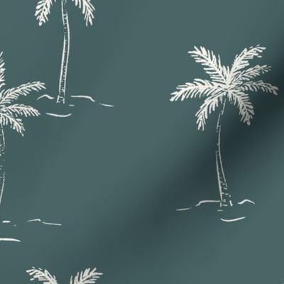 L Sketched Summer Palms On Teal Blue