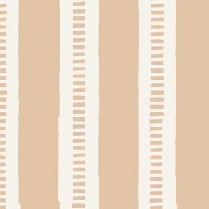 L Vertical Beach Stripes - Beige Malt Brown - awning stripes