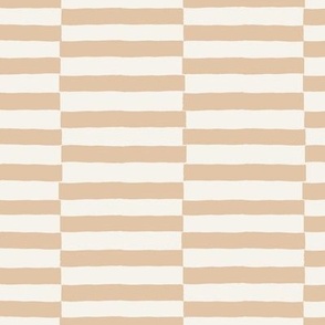 L Wide Horizontal Checker Stripes - Beige Malt Brown