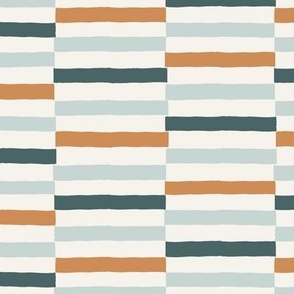 L Wide Horizontal Checker Stripes - Blues