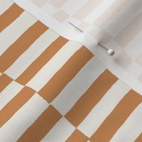 L Wide Horizontal Checker Stripes - Boho Golden Brown