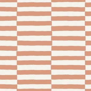 L Wide Horizontal Checker Stripes - Muted Pink Clay