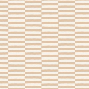 S Wide Horizontal Checker Stripes - Beige Malt Brown