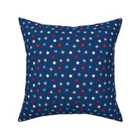pawtriotic dogs – colorful patterned stars on deep blue | tiny