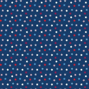 pawtriotic dogs – colorful patterned stars on deep blue | tiny