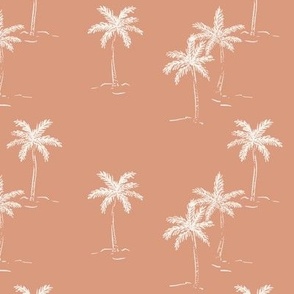 M Sketched Summer Palms On Muted Clay Pink