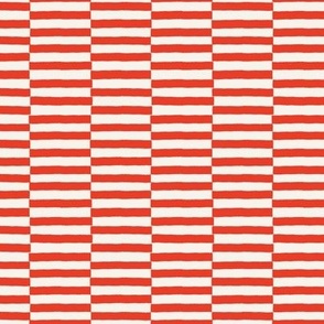 M Wide Horizontal Checker Stripes - Bright Unexpected Red