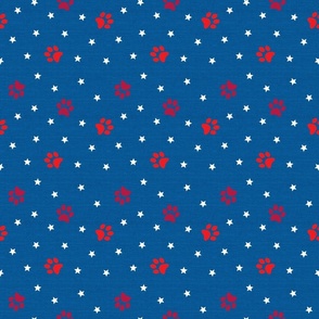 pawtriotic dogs – paw prints and stars on blue | small