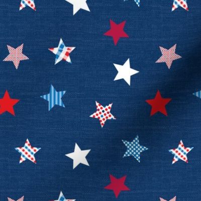 colorful patterned stars on deep blue | small