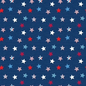 colorful patterned stars on deep blue | small