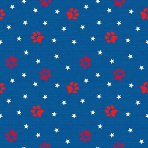 pawtriotic dogs – paw prints and stars on blue | medium