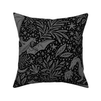 Dragons Botanical - black and dark grey - large