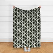 MID MOD ogee in cool muted dark green mint sage and off white | tonal textured opulent geometric structure wallpaper | medium