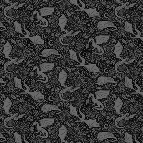 Dragons Botanical - black and dark grey - small